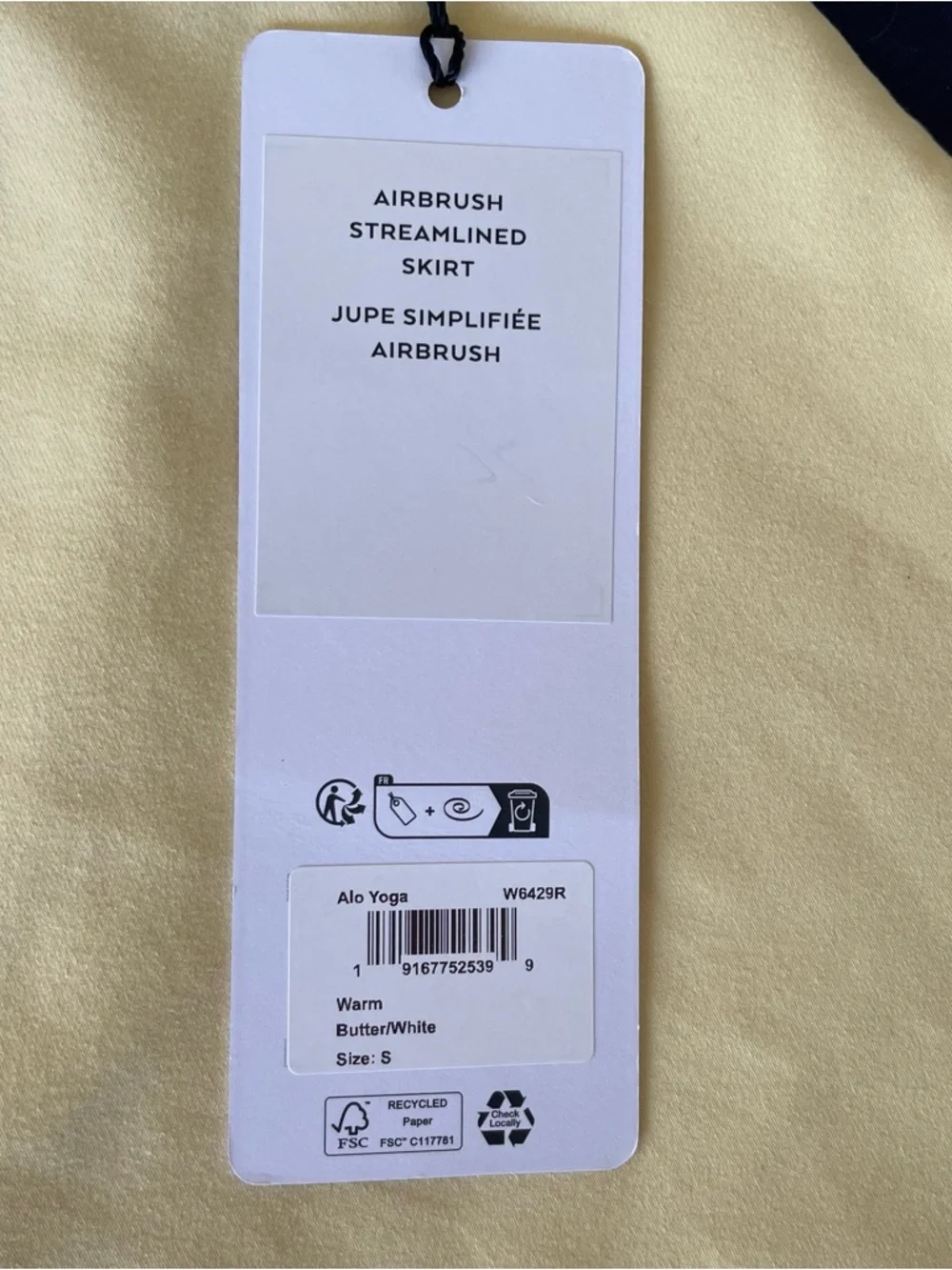 Alo Yoga Airbrush Streamlined Skirt Warm Butter/ White NWT Small